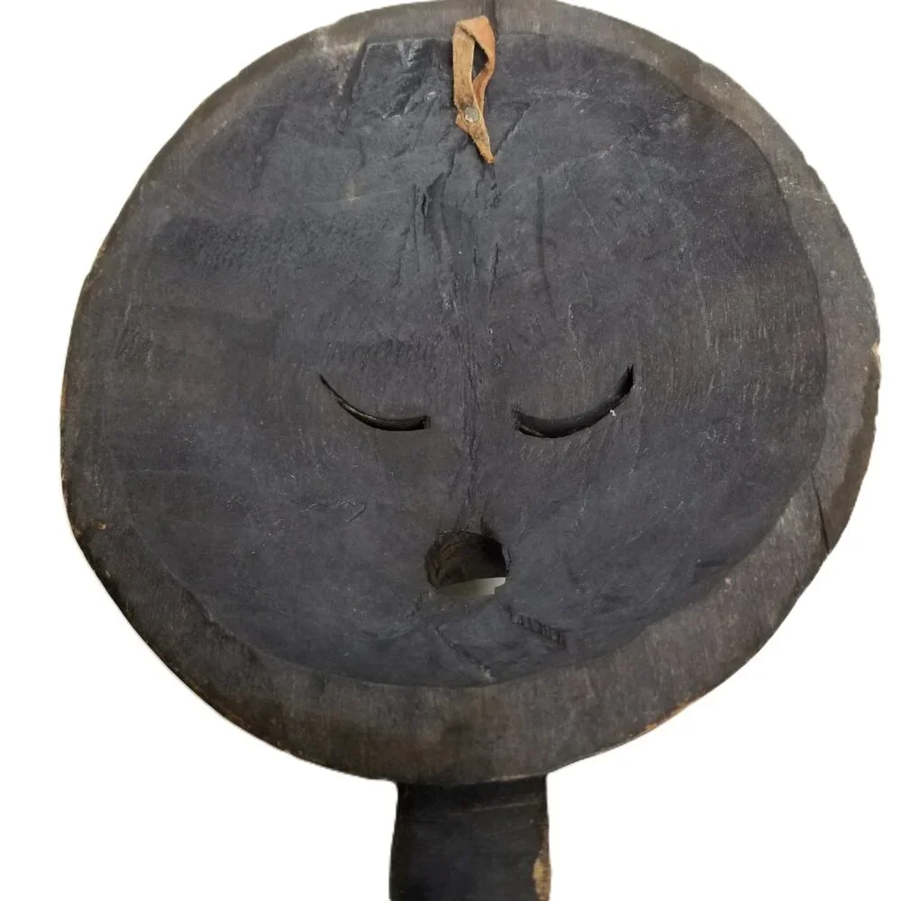African Wood Mask Wall Hook Colorful Tribal Decor Handcarved Bohemian